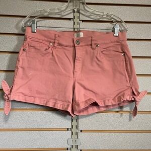 LOFT Outlet Women's Size 4‎ Pink Tie Hem Denim Shorts Casual Everyday